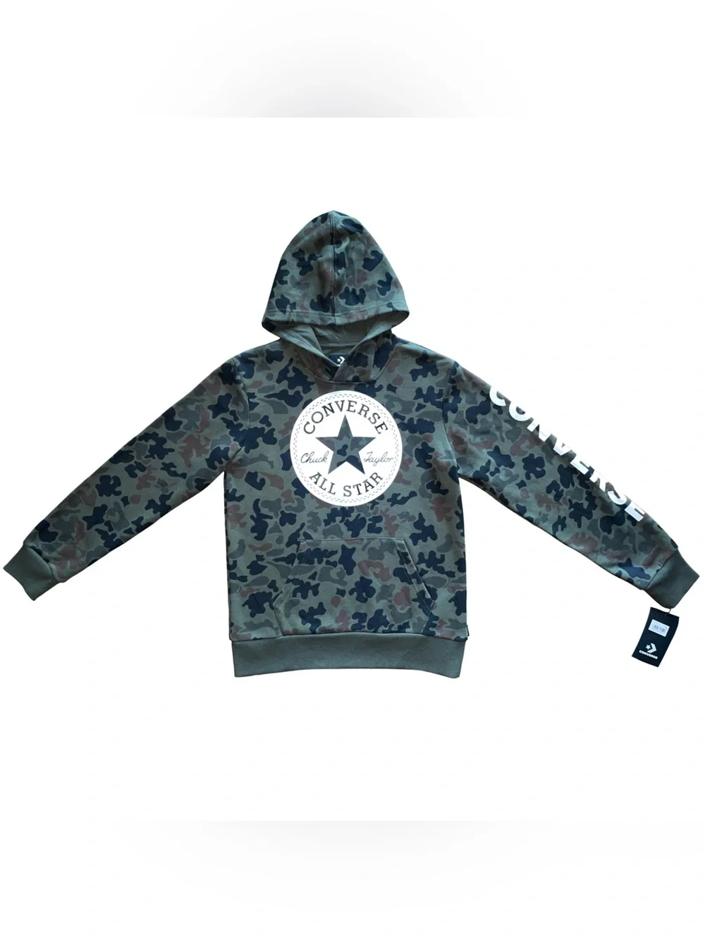 NWT Converse Green Camo Army Hoodie Youth Sz L 12-13 Sports Outdoors School Gorp